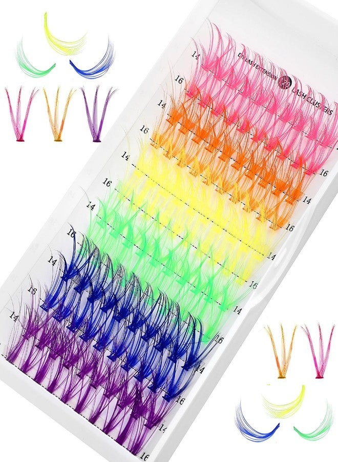 Valuebargain Lash Clusters with Color, 120 Pcs Colorful Lash Clusters, Easy-to-use Colored Eyelashes for Women, Girls DIY at Home, Makeup, (Multi-colored, 14/16 Mm) - Image 1
